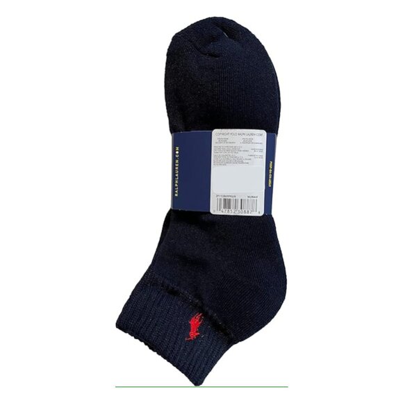 Polo Ralph Lauren Quarter Ankle Socks 6 Pair Pack Navy Blue Red Pony Classic Spo - Picture 3 of 4